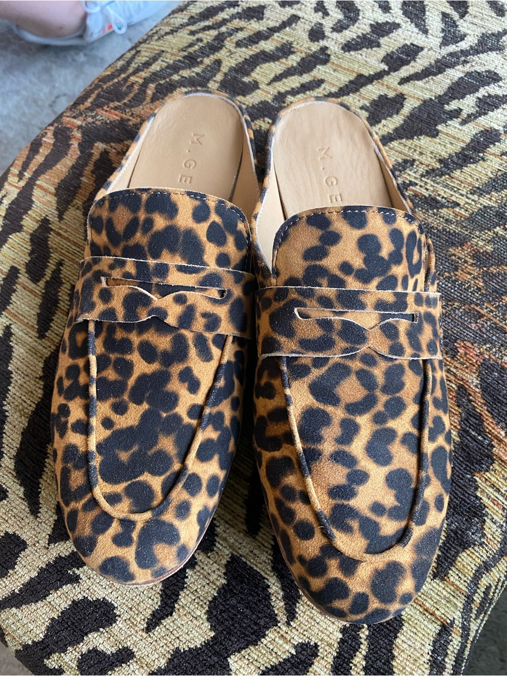 M. Gemi Leopard-Print Suede Slip-On Loafers in Brown and Black